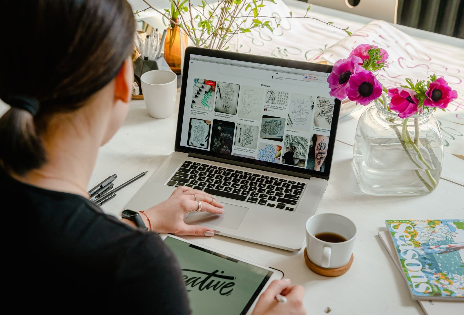 Graphic design workspace